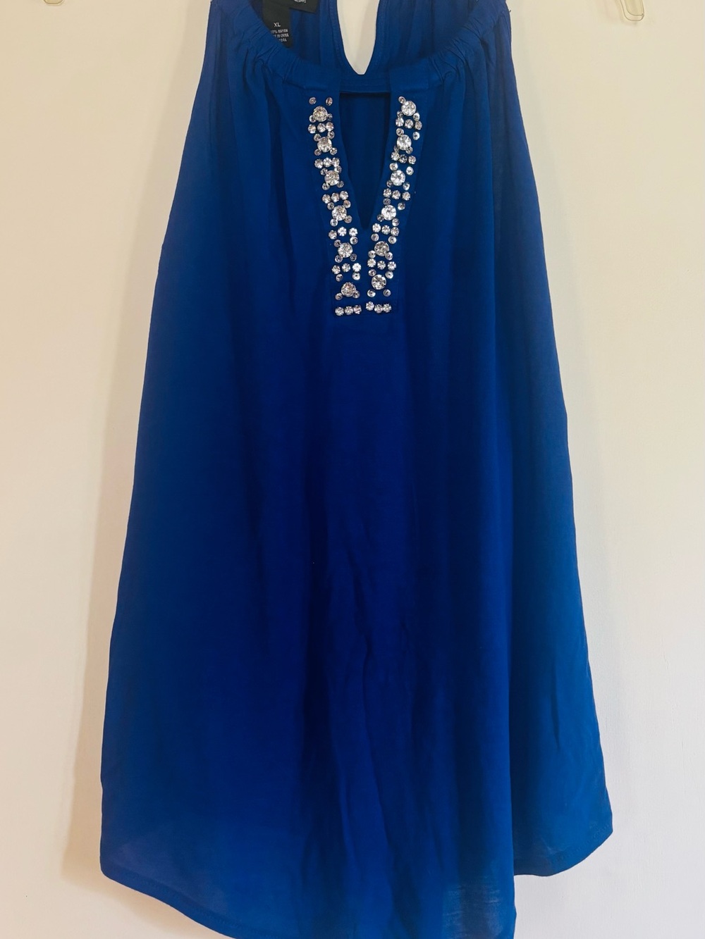INC International Concepts Royal Blue Sleeveless Top with Gathered Neck